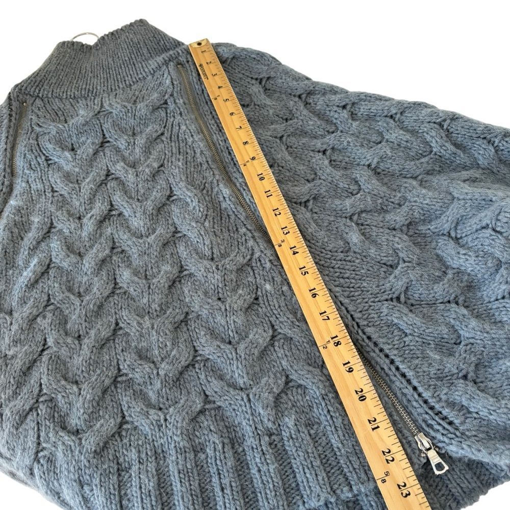 Free People Oversized Wool/Alpaca Grey/Blue Sweater Silver Zippers Sz S - Picture 5 of 10